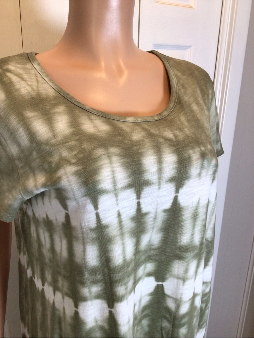 Gap Olive Green Tie Dye T Shirt Dress XL NWT Slub Jersey Above Knee Casual Boho. - Picture 4 of 8
